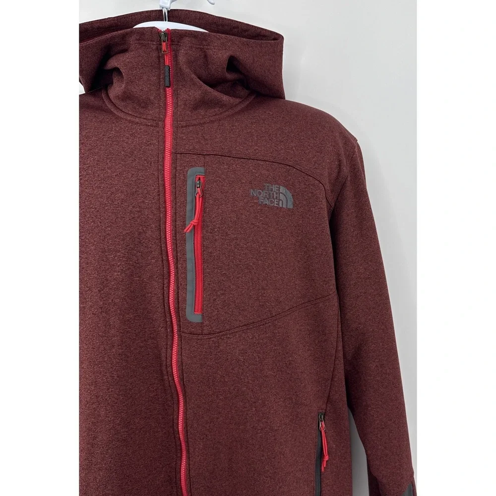 North Face Full Zip Hoodie Men's XL Rust/Red Gray Performance Fleece Jacket